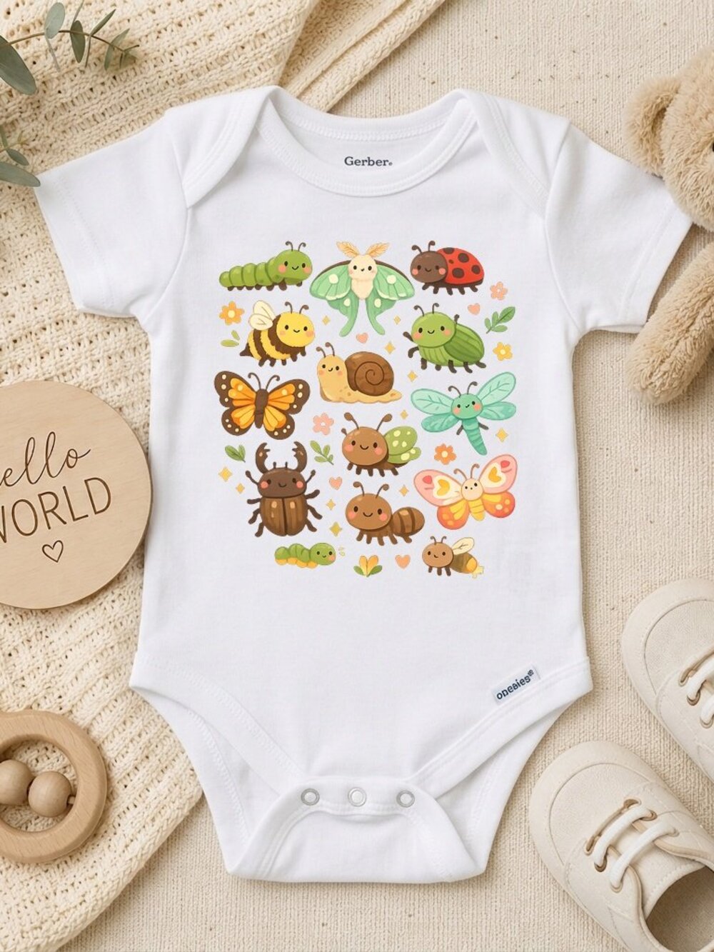 Retro Bugs Natural Baby Shower Gift ONESIE®